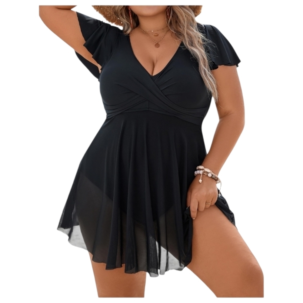 BLOOMING JELLY - XXL Elegant Black Swim Dress - Picture 1 of 10